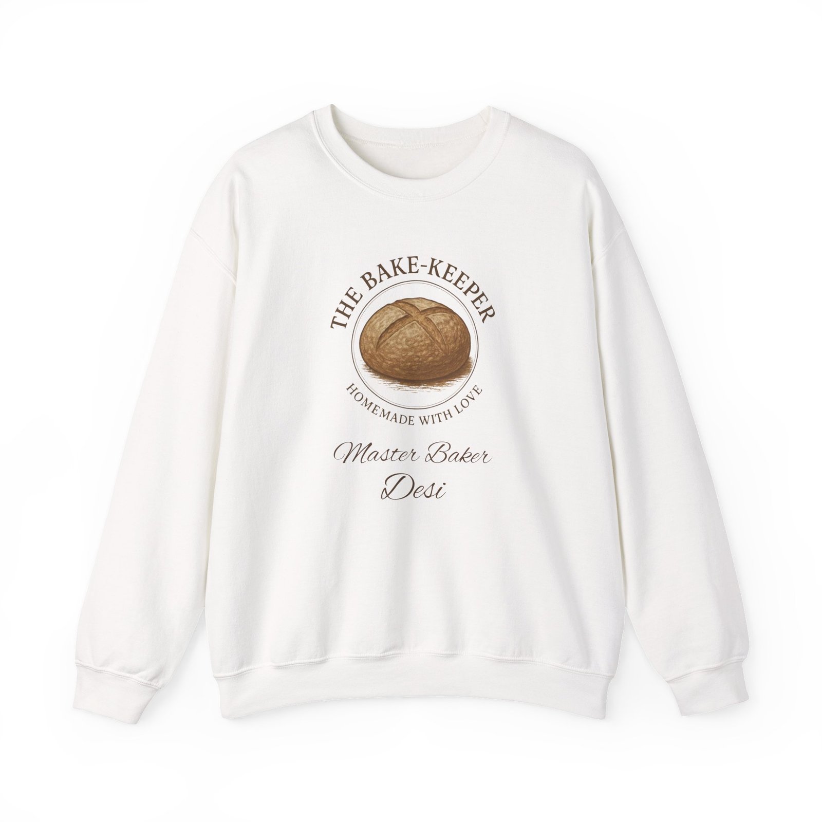 Bake-Keeper Crewneck Sweatshirt – Personalized “The Bake-Keeper: Homemade With Love” Bakery Pullover - Image 2