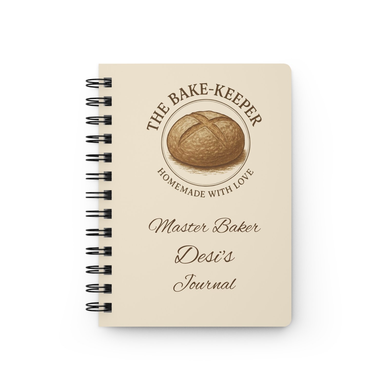 Baker’s Spiral Journal – Personalized “The Bake-Keeper” Homemade With Love Recipe & Baking Notes - Image 2