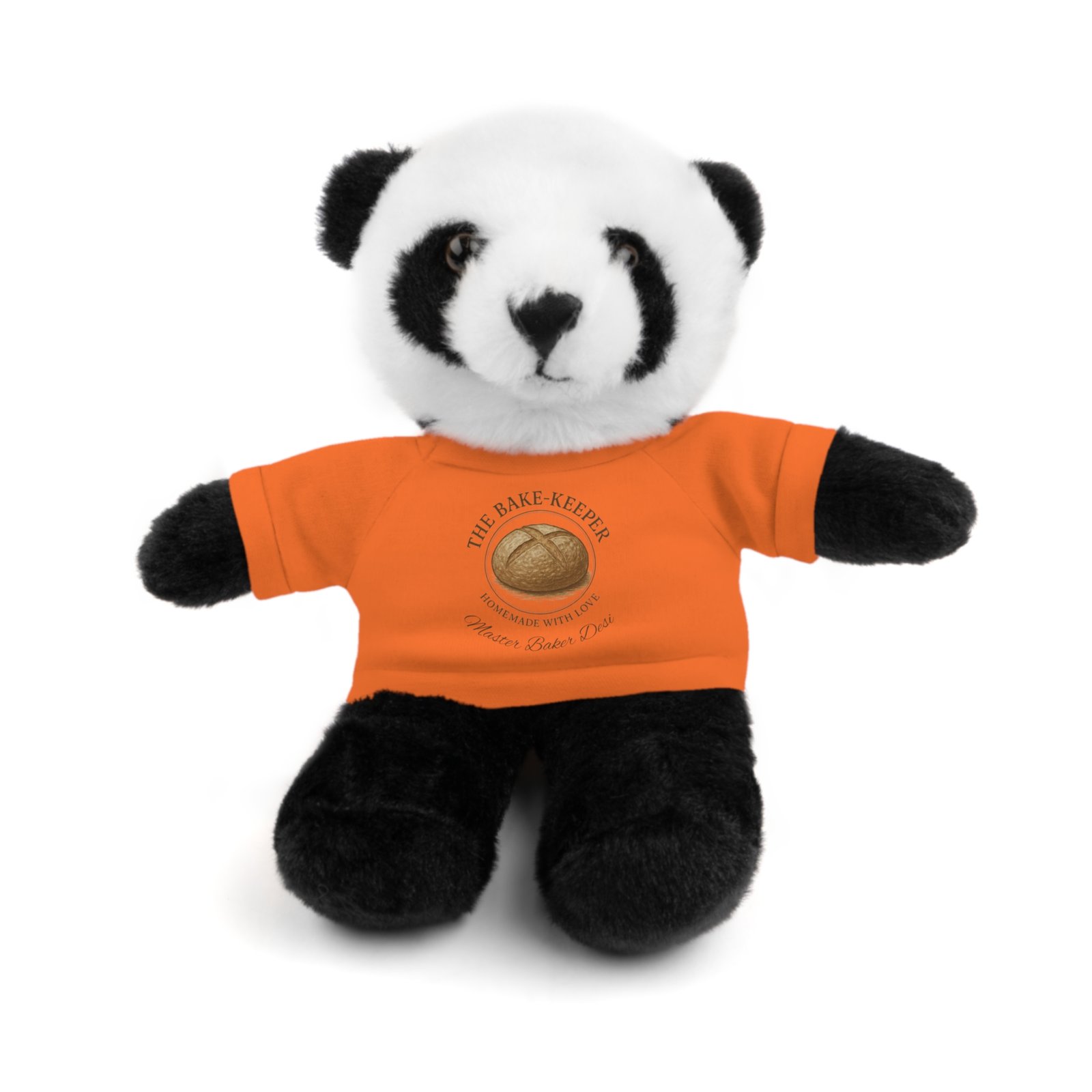 Personalized Plush Bear with "The Bake Keeper" Orange Tee, Teddy Bear, Bunny, Sheep, Panda & more Cute Animals - Image 6