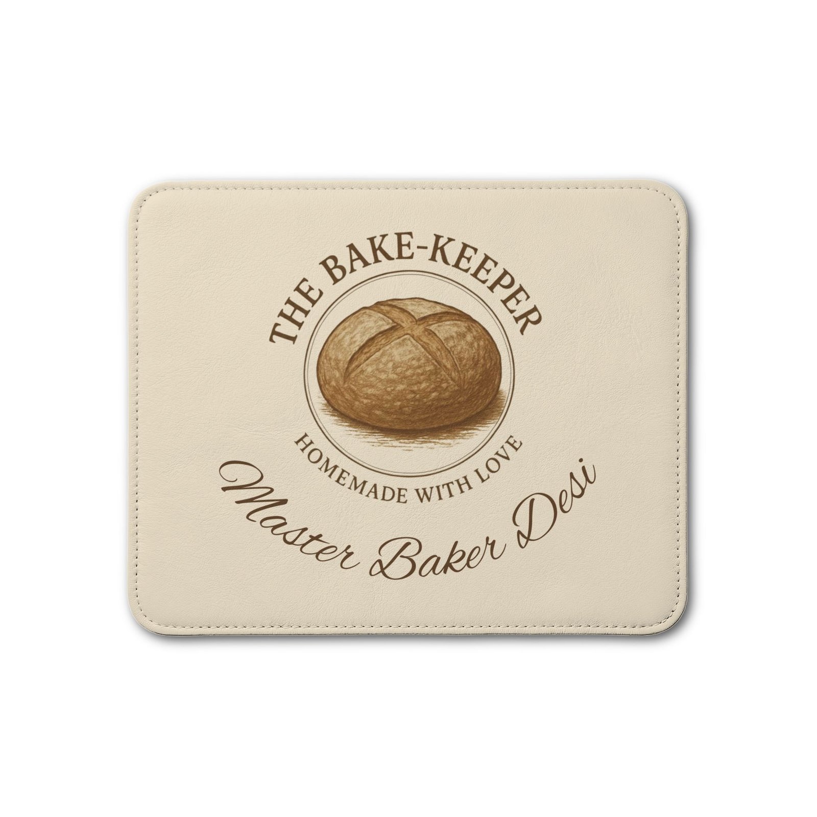 Leather Placemat — 'The Bake-Keeper' Personalized Baker Design - Image 2