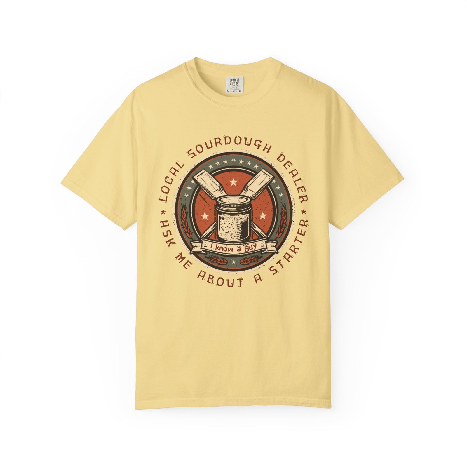 Local Sourdough Dealer Shirt, Funny Sourdough Starter Badge Tee, Bread Baker Gift, I Know A Guy Sourdough Shirt, Baking T-Shirt - Image 5