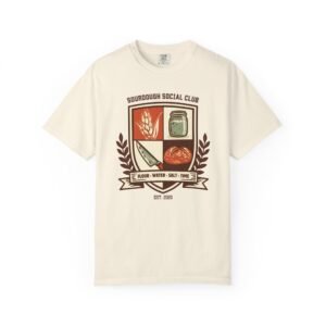 Sourdough Social Club Shirt, Collegiate Crest Baking Tee, Flour Water Salt Time Shirt, Sourdough Baker Gift, Varsity Bread T-Shirt