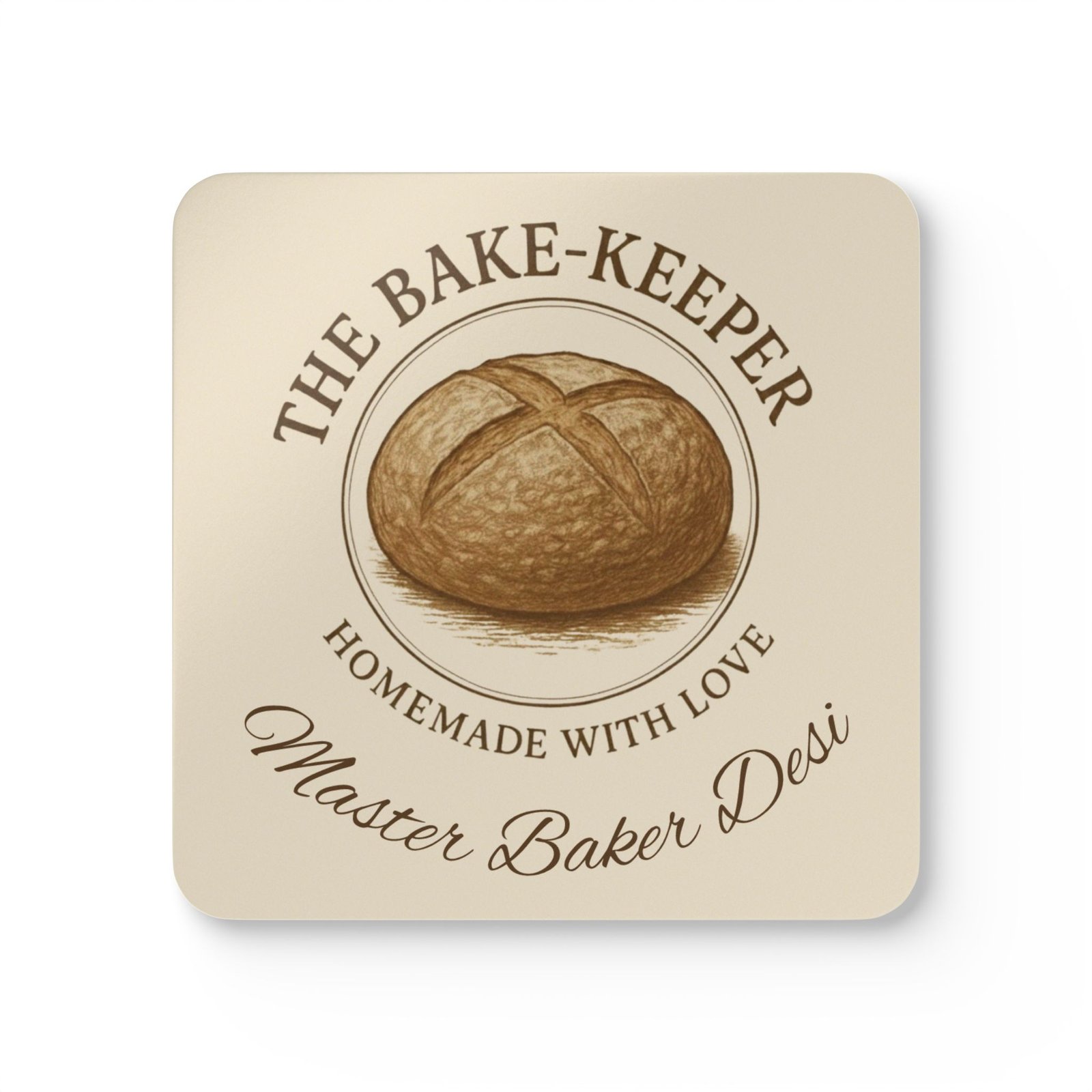 Baker Coaster Set — "The Bake-Keeper" Cork Drink Coasters, Personalized Kitchen Gift - Image 2