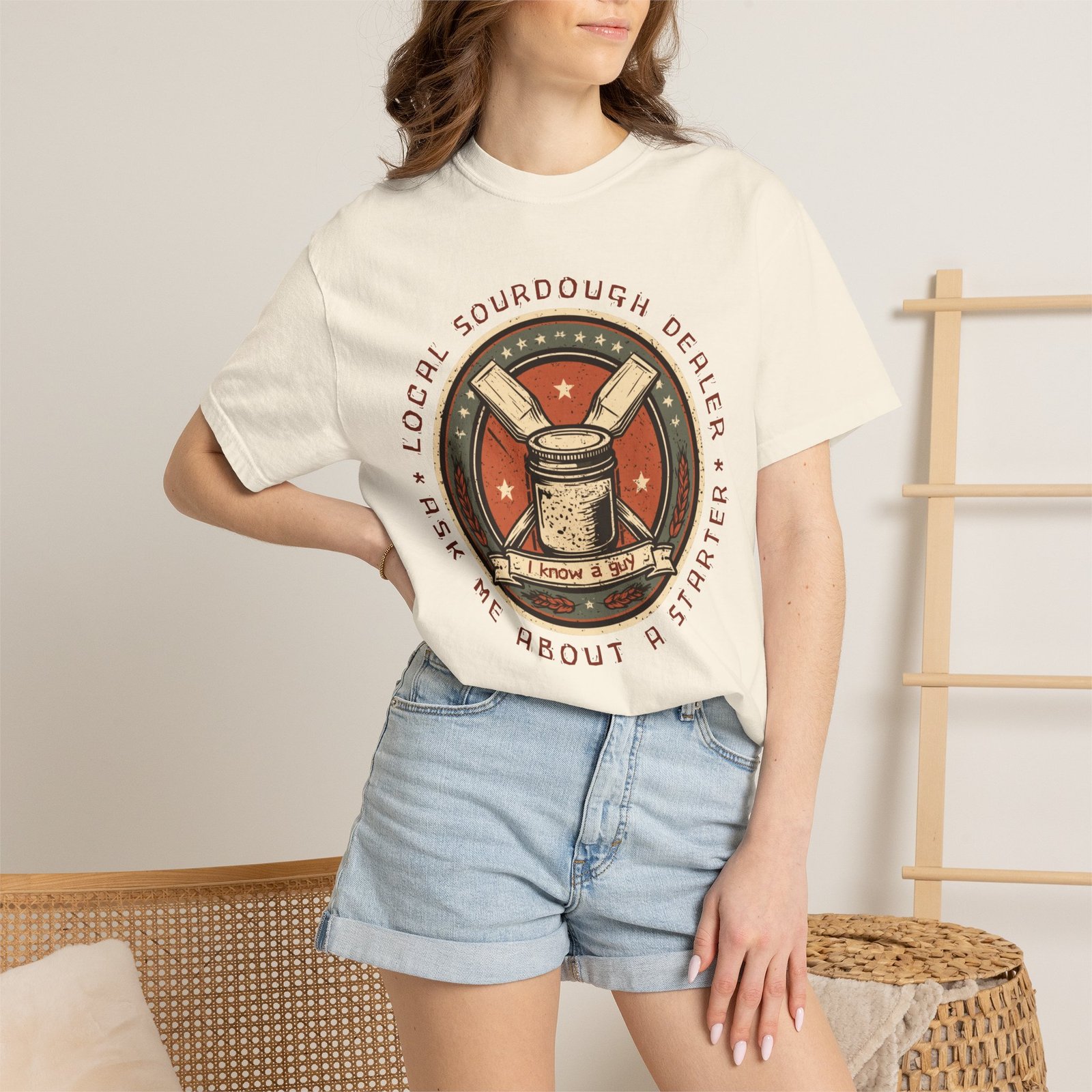 Local Sourdough Dealer Shirt, Funny Sourdough Starter Badge Tee, Bread Baker Gift, I Know A Guy Sourdough Shirt, Baking T-Shirt - Image 3