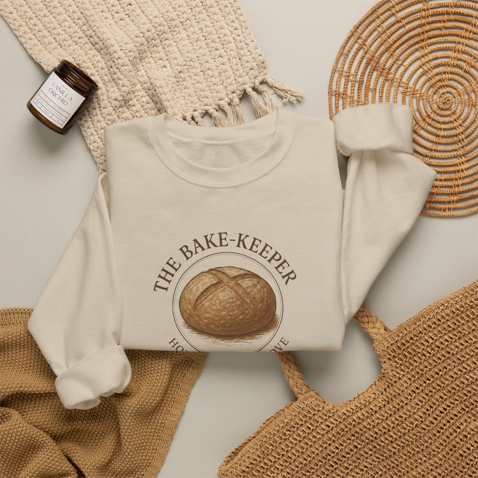 Bake-Keeper Crewneck Sweatshirt – Personalized “The Bake-Keeper: Homemade With Love” Bakery Pullover - Image 8