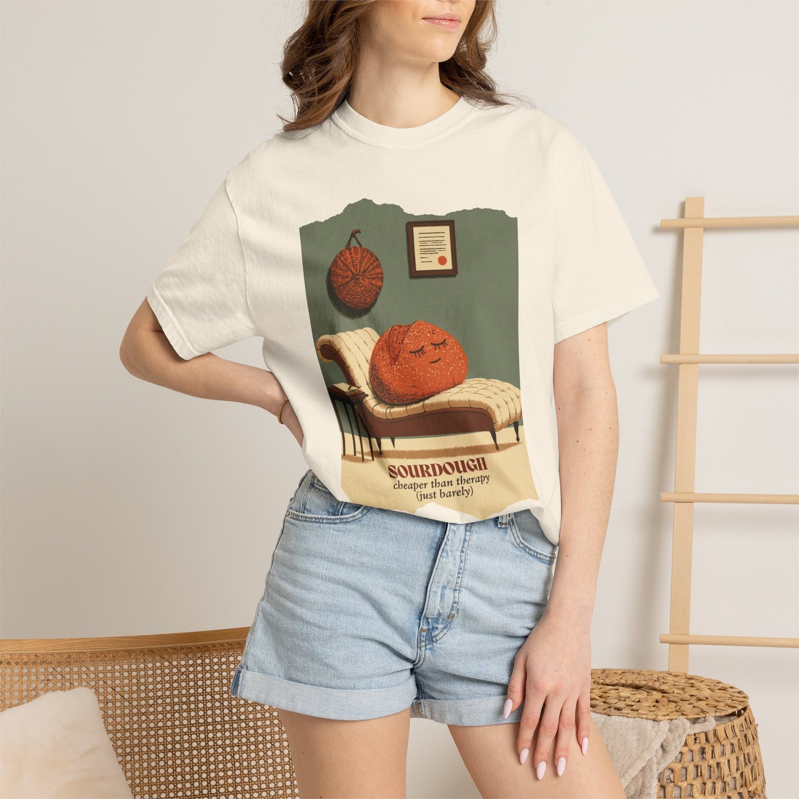 Sourdough Cheaper Than Therapy Shirt, Funny Sourdough Baking Tee, Bread Baker Gift, Sourdough Is My Therapy Shirt, Baking Humor T-Shirt - Image 3