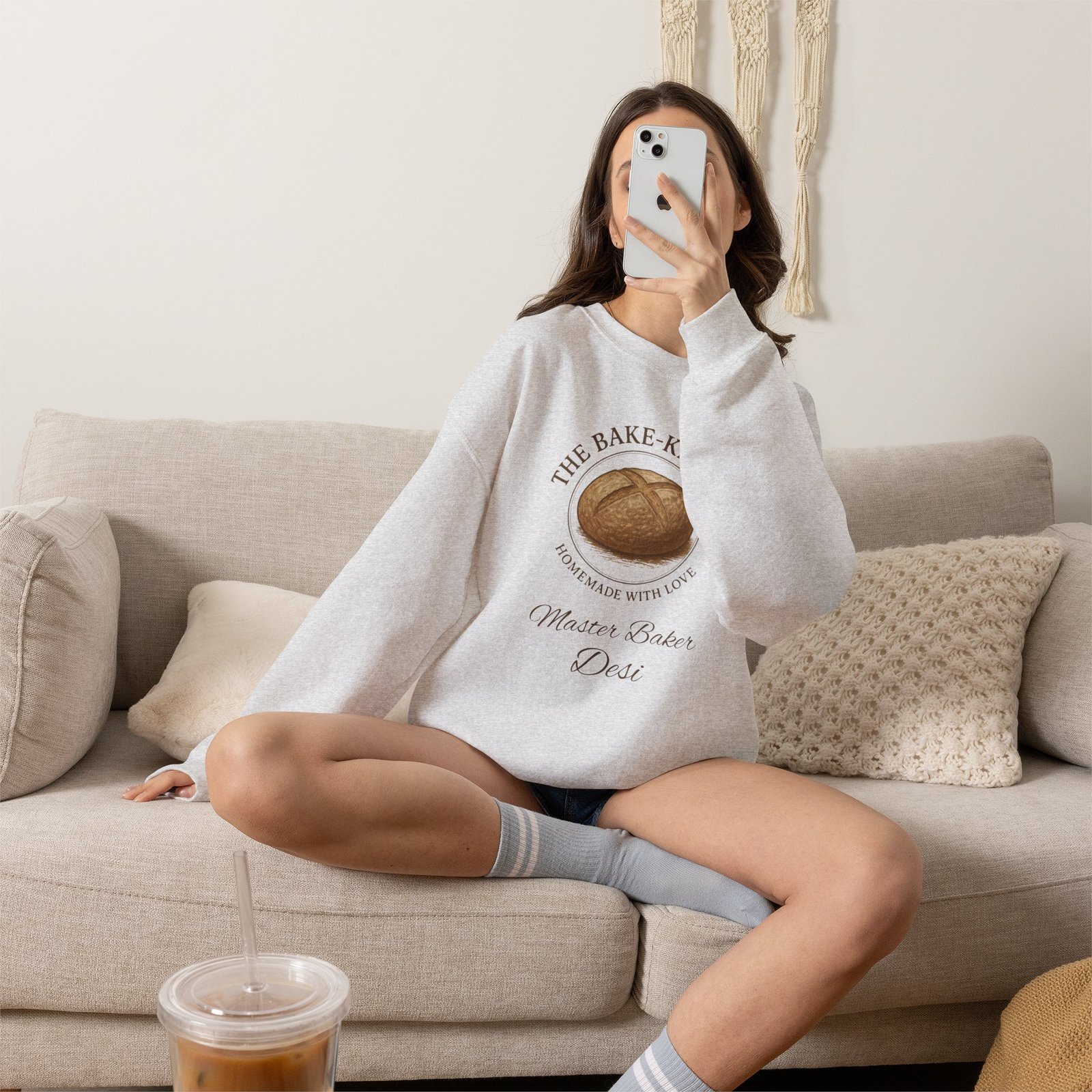 Bake-Keeper Crewneck Sweatshirt – Personalized “The Bake-Keeper: Homemade With Love” Bakery Pullover - Image 7