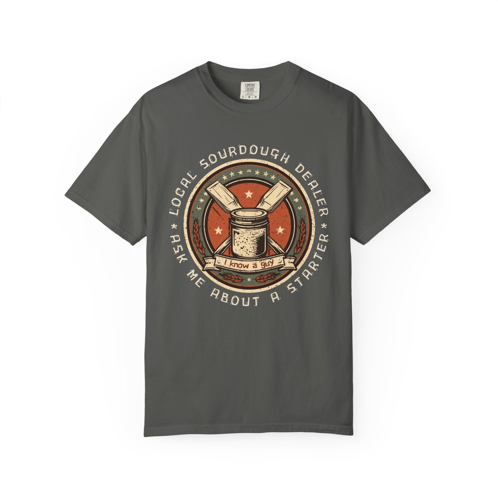Local Sourdough Dealer Shirt, Funny Sourdough Starter Badge Tee, Bread Baker Gift, I Know A Guy Sourdough Shirt, Baking T-Shirt - Image 9