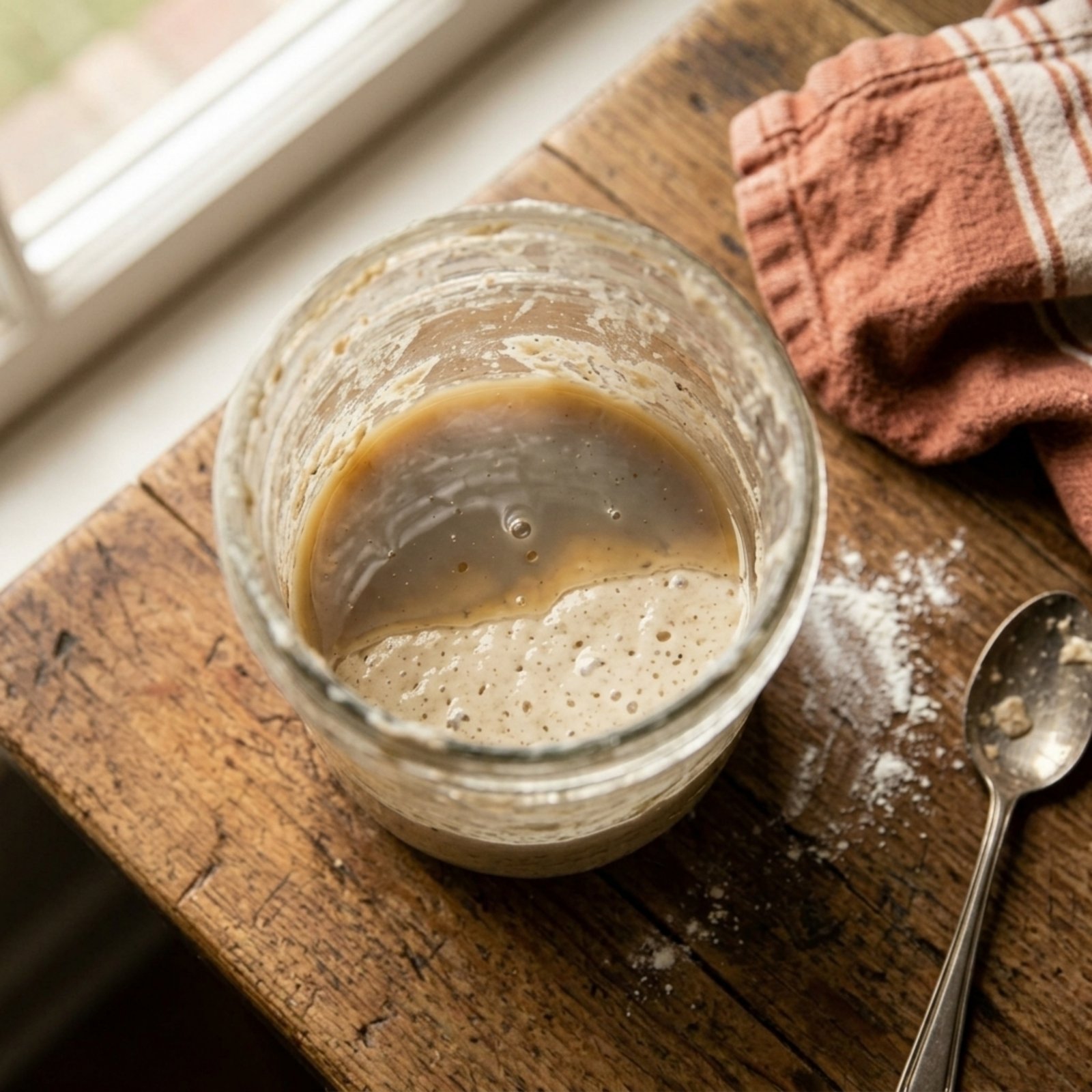 glass jar of sourdough starter (1)